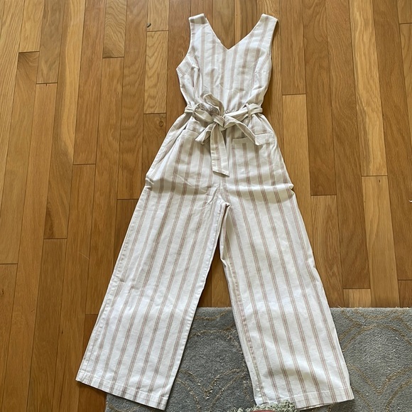 Copper Key Pants & Jumpsuits Copper Key Striped Jumpsuit W Sash Tie For Quick Dressing